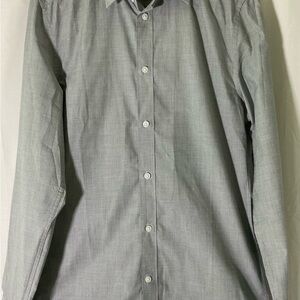 H&M SLIM FIT SMALL MEN’S BUTTON UP LONG SLEEVE DRESS SHIRT. EASY IRON. GRAY
